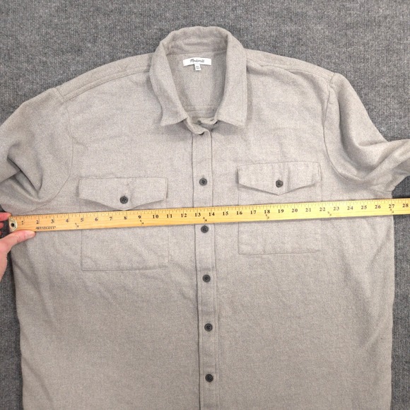 Madewell Flannel Shirt Womens XXL Light Gray Flap Pocket Oversized Ex Boyfriend - Picture 4 of 9